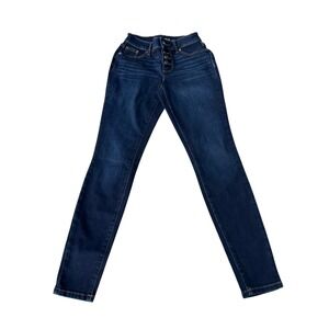 Maurices Womens Dark‎ Wash Button Fly High Rise Skinny Jeans XS REG